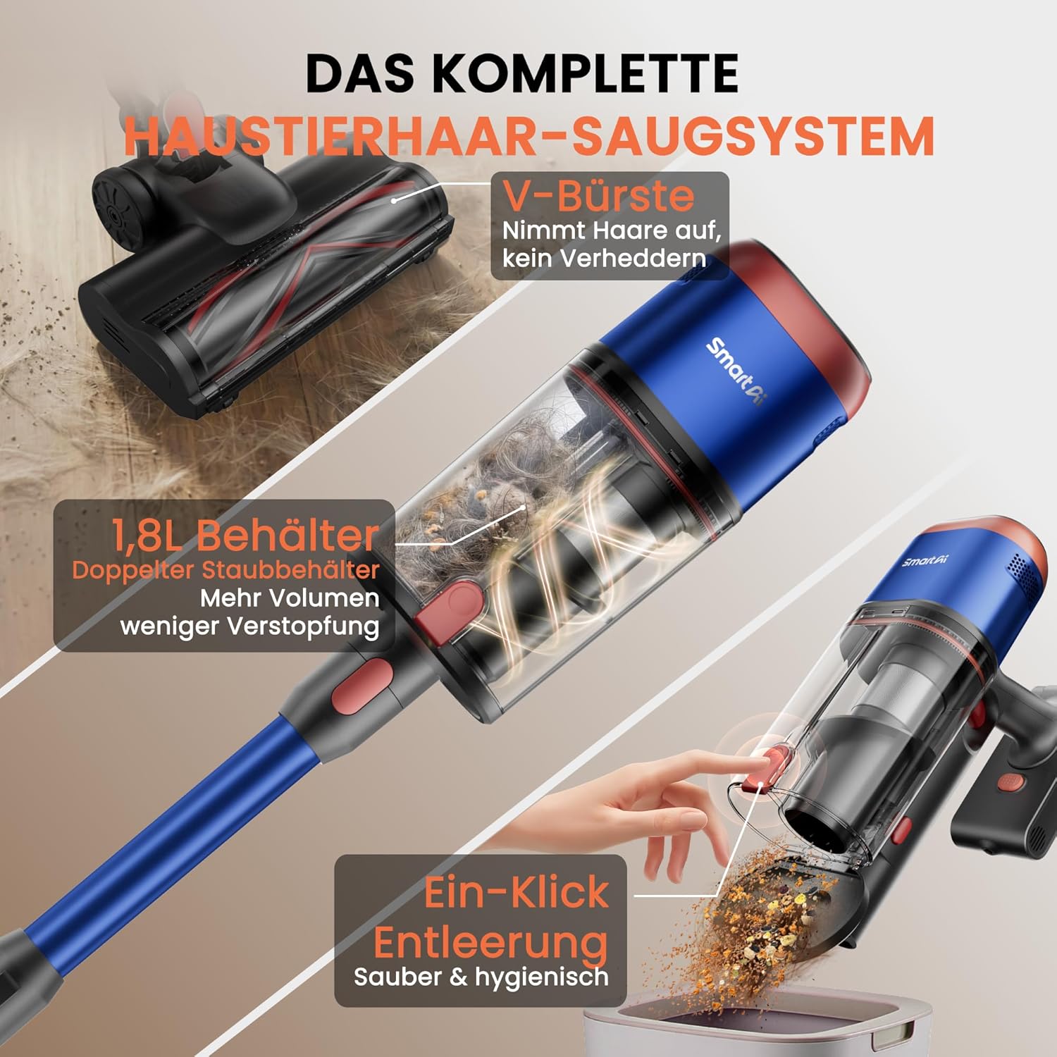 V15 Ultra Battery Vacuum Cleaner, 58 kPa, 600 W, 75 Min, 1.8 L – Bild 8