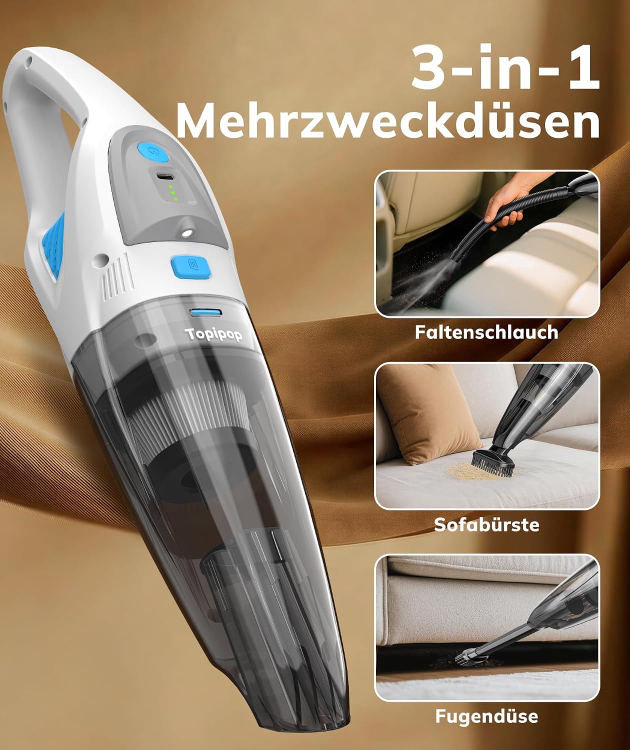 Topipop Handheld Vacuum Cleaner Battery Wireless Handheld Vacuum Cleaner – Bild 5