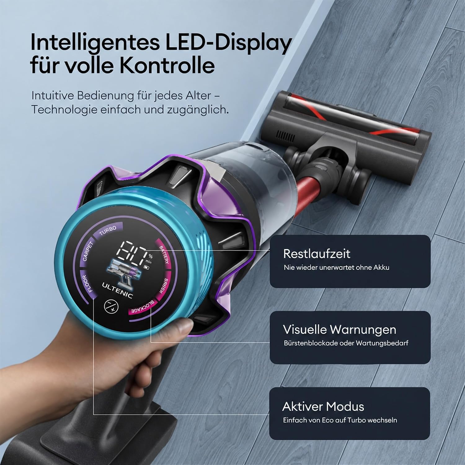 Ultenic Akku Staubsauger Kabellos 55KPa/600W/80Min – Bild 7