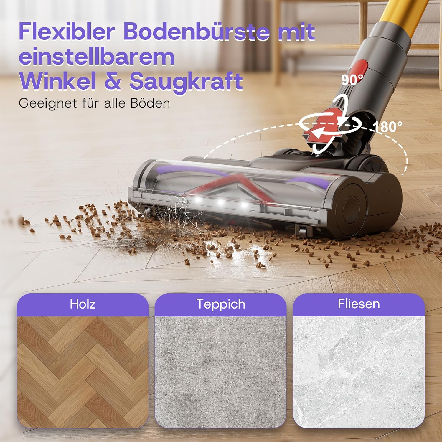 V16 Cordless Vacuum Cleaner 55000Pa 600W 80min Running Time – Bild 8