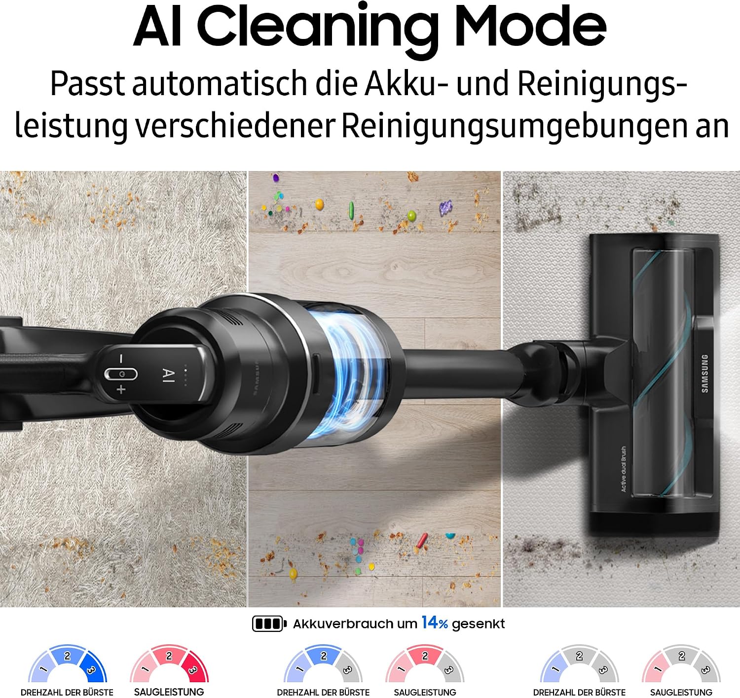 Samsung VS80F28ELP/WD Bespoke AI Jet PetPRO Cordless Handheld Vacuum Cleaner with Pet Hair Brush, Includes Accessories, 280 W, All-In-One Station, Jet Dual+ Brush, Pet Tool+, Combination Nozzle, Telescopic Crevice Tool, Pebble Grey – Bild 8