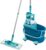 Leifheit Set Clean Twist M Flachwischer Ergo 2.0 mit Rollen, Bodenwischer mit Supersoft Bezug für nebelfeuchte Reinigung auf Parkett, Laminat & Echtholz, Mop mit Click-System und Schleudertechnologie