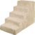 BOUTIQUE ZOO Hundetreppe 50 cm hoch | Katzentreppe Haustiertreppe | 5 Stufen | Hunde Katzen Haustier | für Bett und Auto | Trepp für kleine Hund | Plüschbezug | Farbe: Beige